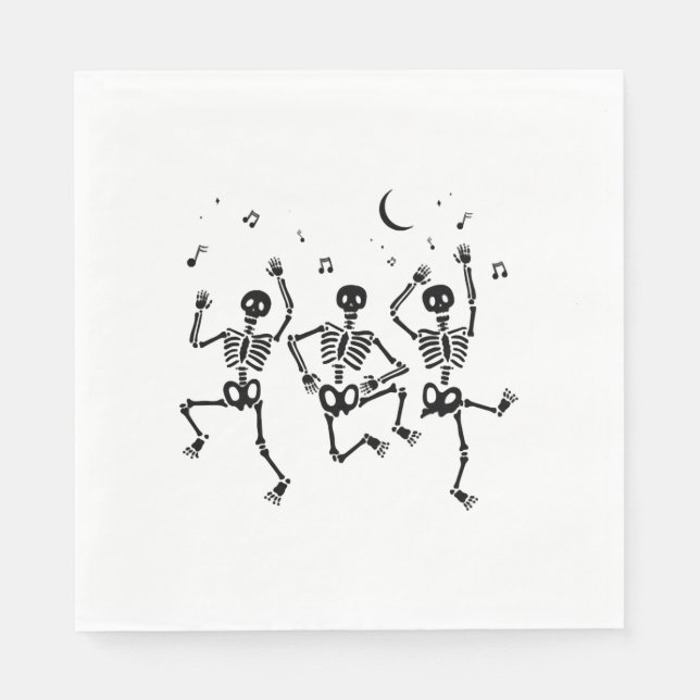 Servilleta De Papel Esqueletos bailarines divertidos de Halloween Feli (Anverso)