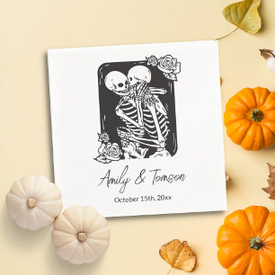 Servilleta De Papel Esqueletos Besándose Bodas de Halloween Gótico