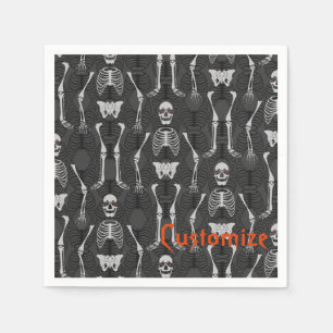 Servilleta De Papel Esqueletos blancos y negros Napkins Halloween