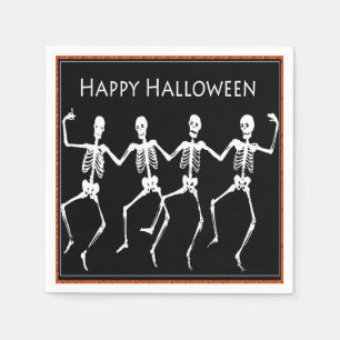 Servilleta De Papel Esqueletos danzantes Halloween negro