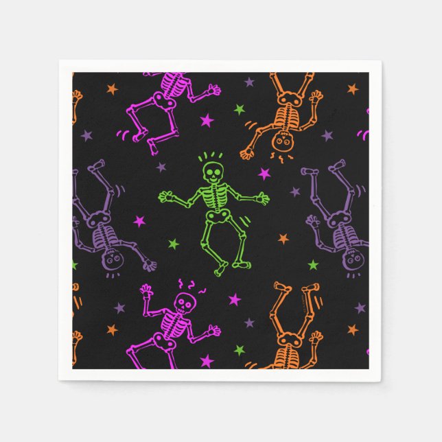 Servilleta De Papel Esqueletos de baile de Halloween (Anverso)