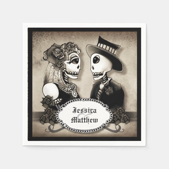 Servilleta De Papel Esqueletos de Halloween Nombres antiguos Napkins B (Anverso)