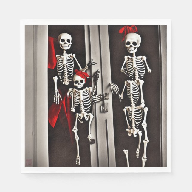 Servilleta De Papel Esqueletos en la puerta - Papel Almuerzo servillet (Anverso)