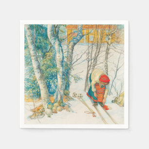 Servilleta De Papel Esquí de invierno por Carl Larsson