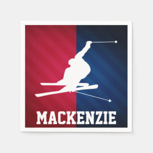 Servilleta De Papel Esquí de nieve; rojo, blanco y azul