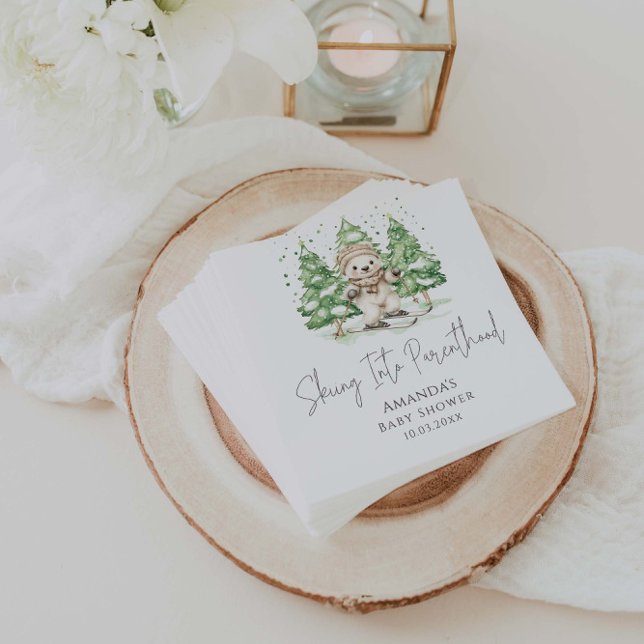 Servilleta De Papel Esquí en Baby Shower de invierno para padres (Subido por el creador)