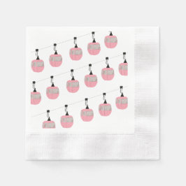 Servilleta De Papel Esquí Rosa Retro Gondola