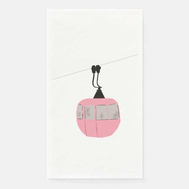 Servilleta De Papel Esquí Rosa Retro Gondola (Anverso)