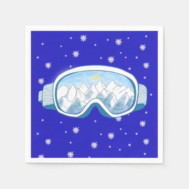 Servilleta De Papel Esquiar Goggles, danza de copas de nieve (Anverso)