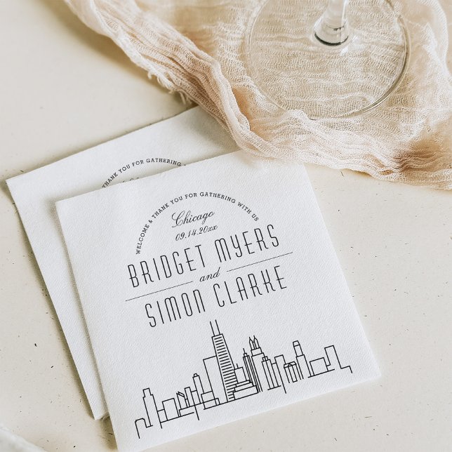 Servilleta De Papel Esquina de Chicago Deco | Napkins de eventos de bo (Subido por el creador)