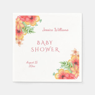 Servilleta De Papel Esquina de flores de acuarela Chic para baby showe