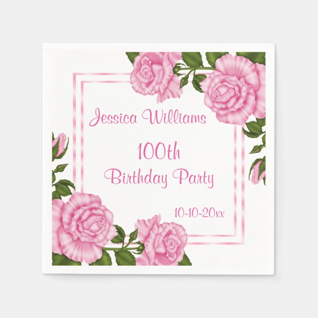 Servilleta De Papel Esquina rosa bonito Bouquets 100 (Anverso)