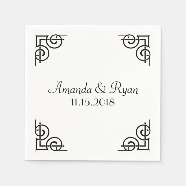 Servilleta De Papel Esquinas decorativas personalizadas (Anverso)