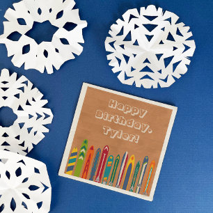Servilleta De Papel Esquís antiguos Mensaje personalizado Fiesta de es