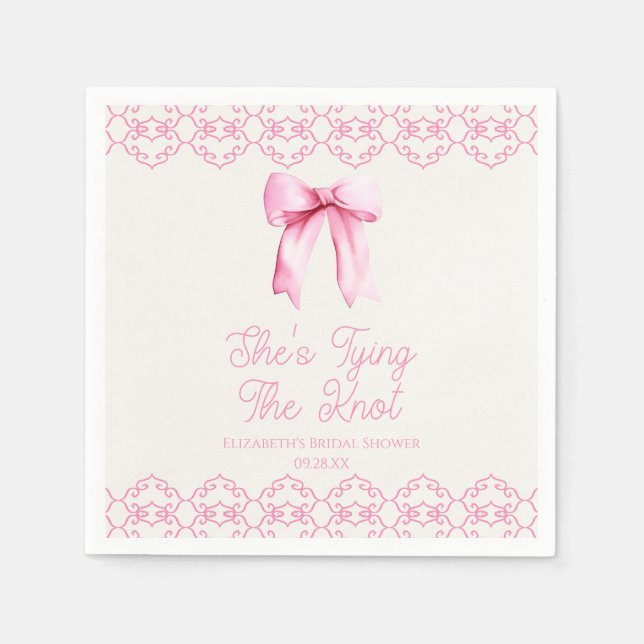 Servilleta De Papel Está Atando El Nudo Rosa Arco Despedida de Soltera (Anverso)