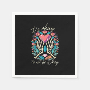 Servilleta De Papel Está bien no estar bien - Skeleton manos con coraz