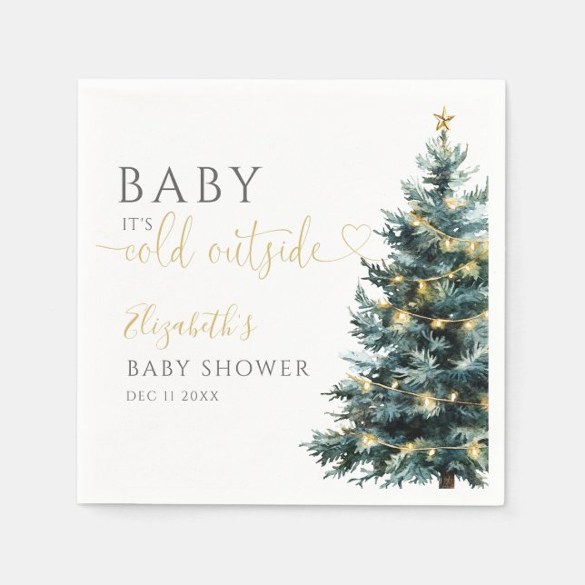 Servilleta De Papel Está Frío Afuera Invierno Navidad Baby Shower (Anverso)