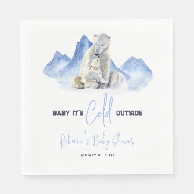 Servilleta De Papel Está frío fuera del Baby Shower del oso polar inve (Anverso)