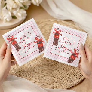 Servilleta De Papel Está Lista para Nacer Rosa y Cuadrillé Rojo