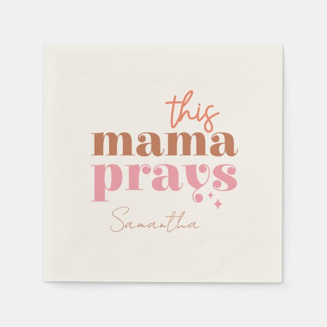 Servilleta De Papel Esta mamá reza - Diseño rústico de Boho (Anverso)
