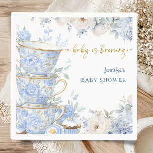 Servilleta De Papel Está naciendo un bebé Té para bebé Niño Azul y Dor