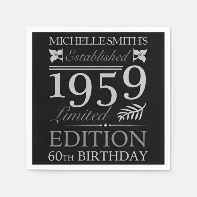 Servilleta De Papel Establecido en 1959 60º cumpleaños (Anverso)