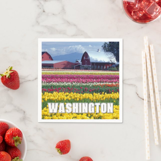 Servilleta De Papel Estado de Washington | Campo de Tulipanes (In situ)