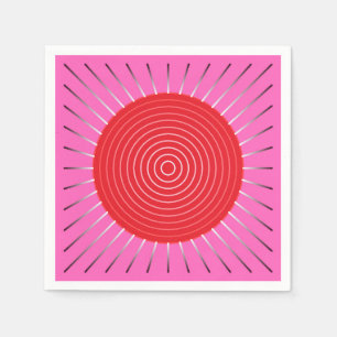 Servilleta De Papel Estallido geométrico moderno - fucsia y rojo