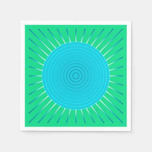 Servilleta De Papel Estallido solar geométrico moderno - azul y verde