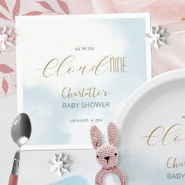 Servilleta De Papel Estamos en Cloud 9 Elegant Script Blue Baby Shower
