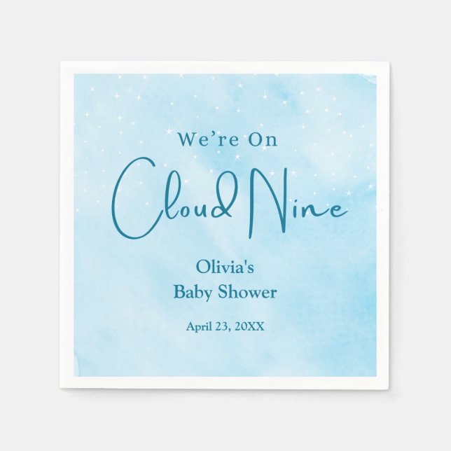 Servilleta De Papel Estamos en Cloud Nine Boy Baby Shower (Anverso)