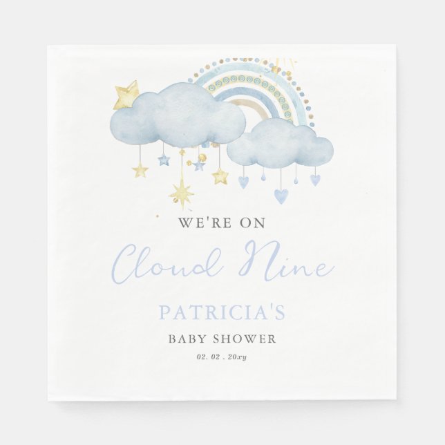 Servilleta De Papel Estamos en Cloud Nine Boy Baby Shower (Anverso)