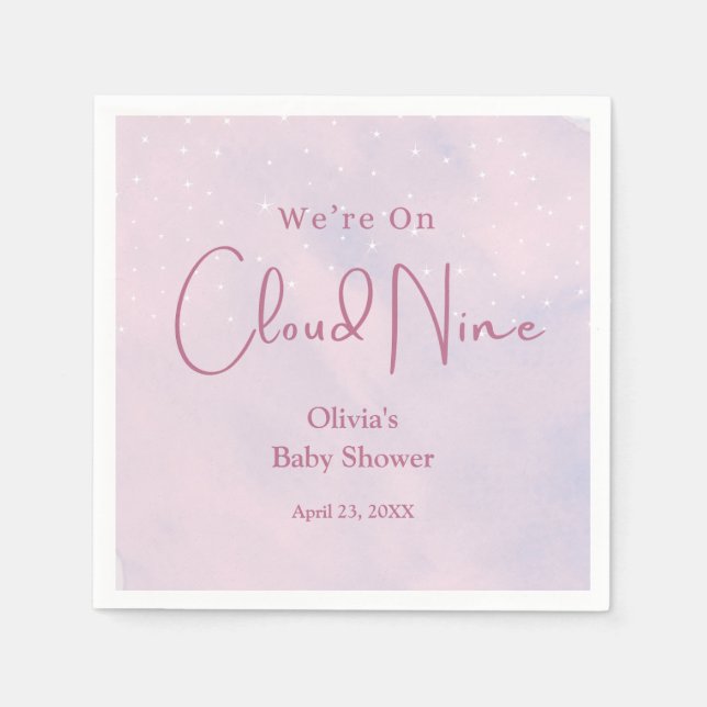 Servilleta De Papel Estamos en Cloud Nueve Chica Baby Shower (Anverso)