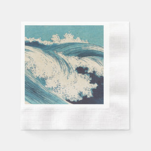 Servilleta De Papel Estampa antigua de olas del océano azul en bloque 