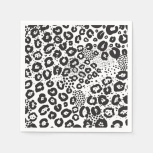 Servilleta De Papel Estampa de animal blanco negro Leopardo de las nie