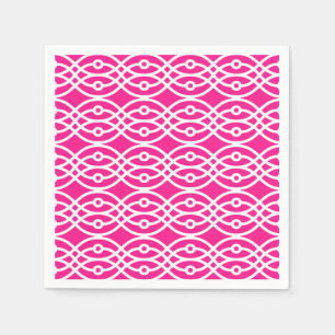 Servilleta De Papel Estampa de kimono, rosa fucsia y blanco