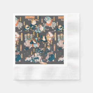 Servilleta De Papel Estampa xilográfica japonesa de rana Kuniyoshi Uki