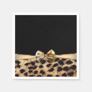 Servilleta De Papel Estampado Animal Guepardo Leopardo Arco Negro y Do