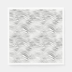 Servilleta De Papel Estampado de cebra blanco plateado