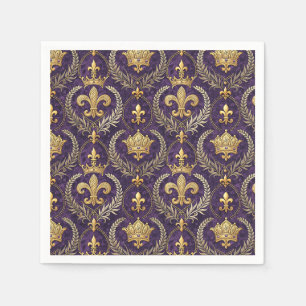 Servilleta De Papel Estampado de Corona de Oro Fleur-de-lis Patrón Rea