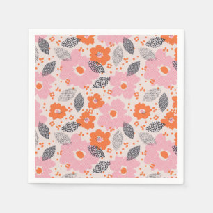 Servilleta De Papel Estampado de flores retro lindo