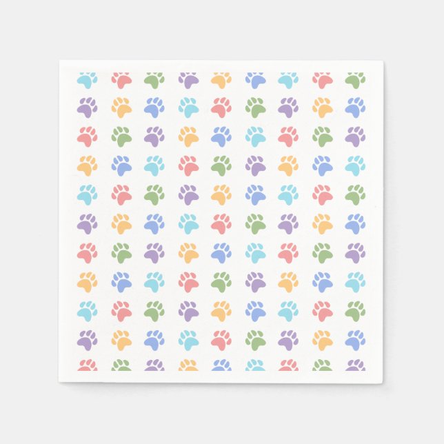 Servilleta De Papel Estampado de huellas de patas de perro pastel colo (Anverso)