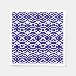 Servilleta De Papel Estampado de kimono, gris plateado y azul marino