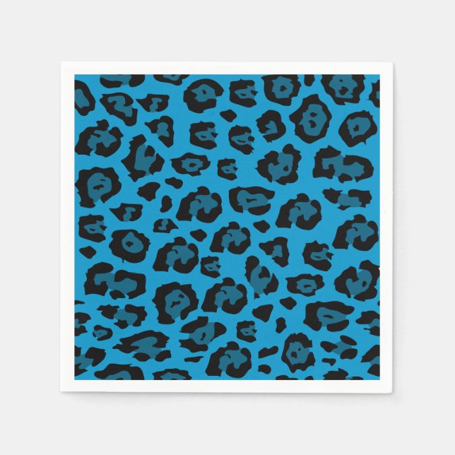 Servilleta De Papel Estampado de leopardo azul y negro (Anverso)
