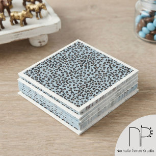 Servilleta De Papel Estampado de leopardo dibujado a mano azul