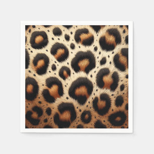 Servilleta De Papel Estampado de manchas de piel de leopardo beige y n