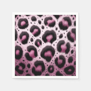 Servilleta De Papel Estampado de manchas de piel de leopardo rosa y ne