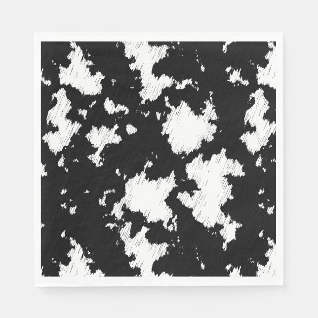 Servilleta De Papel Estampado de vaca falso negro y blanco (Anverso)
