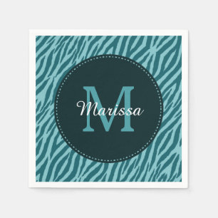 Servilleta De Papel Estampado de zebra verde azulado elegante con el