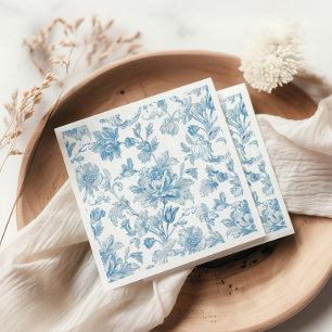 Servilleta De Papel Estampado floral azul Toile-de-jouy Chinoiseries